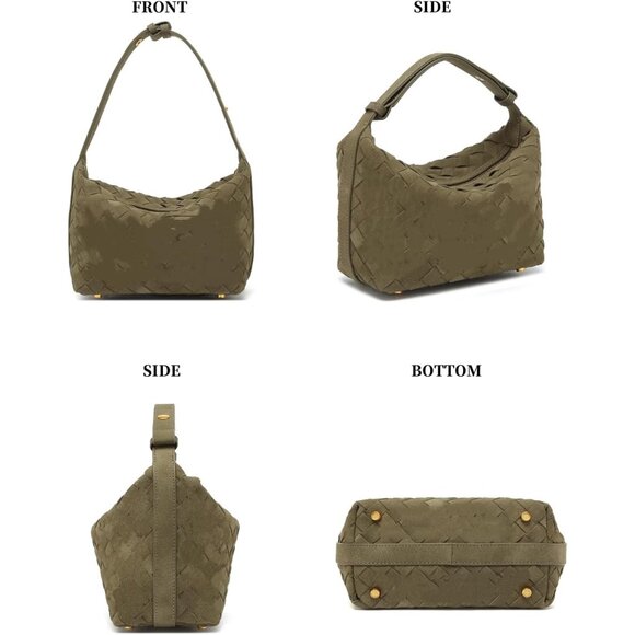 Chic Olive Suede Handbag with Adjustable Strap - Perfect Daily Companion - Picture 3 of 8